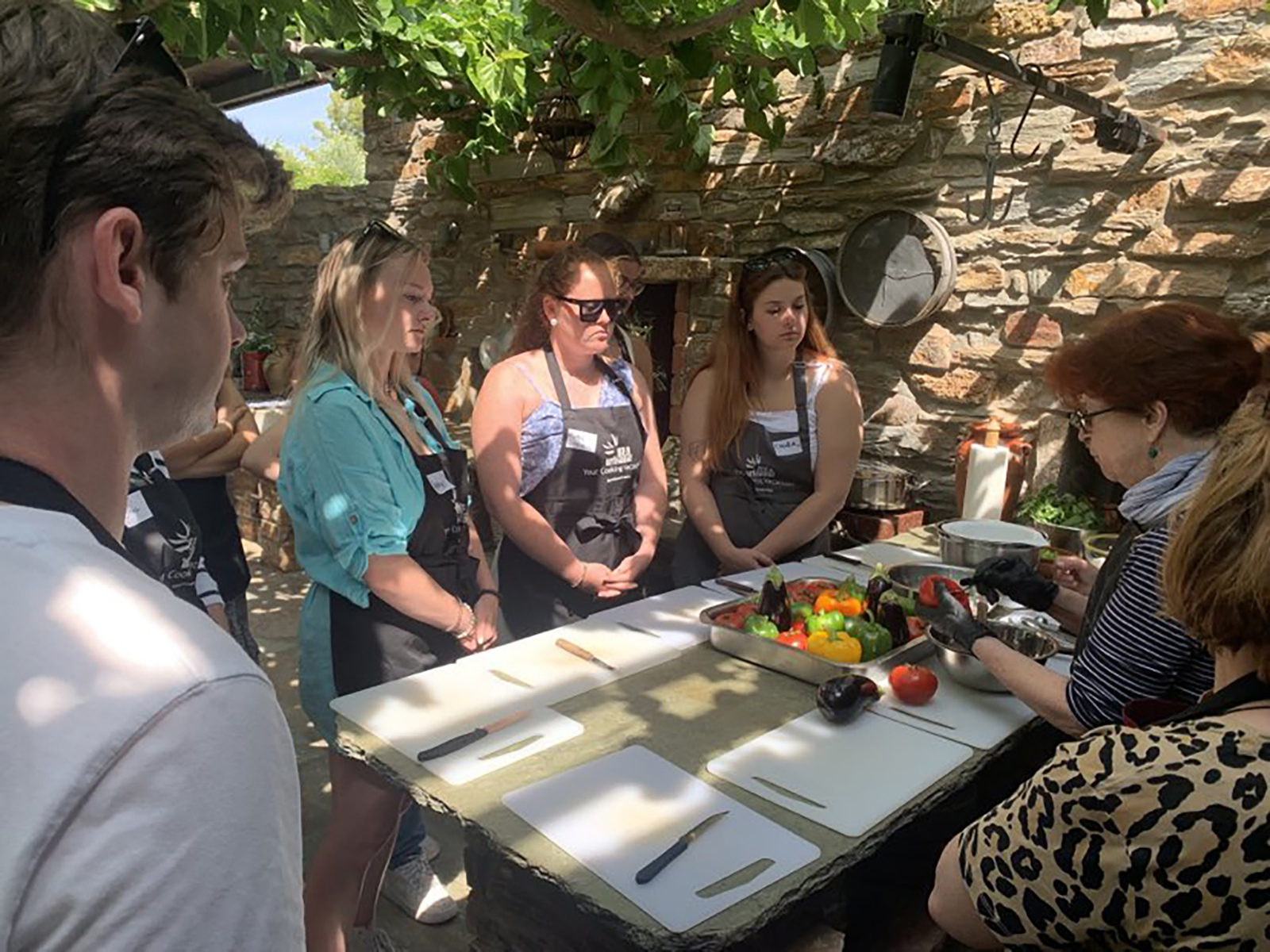Chef and author Aglaia Kremezi shows students how to prepare stuffed summer vegetables.