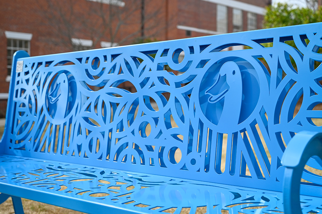The new bench in its forever home on N. Wilkinson Street.
