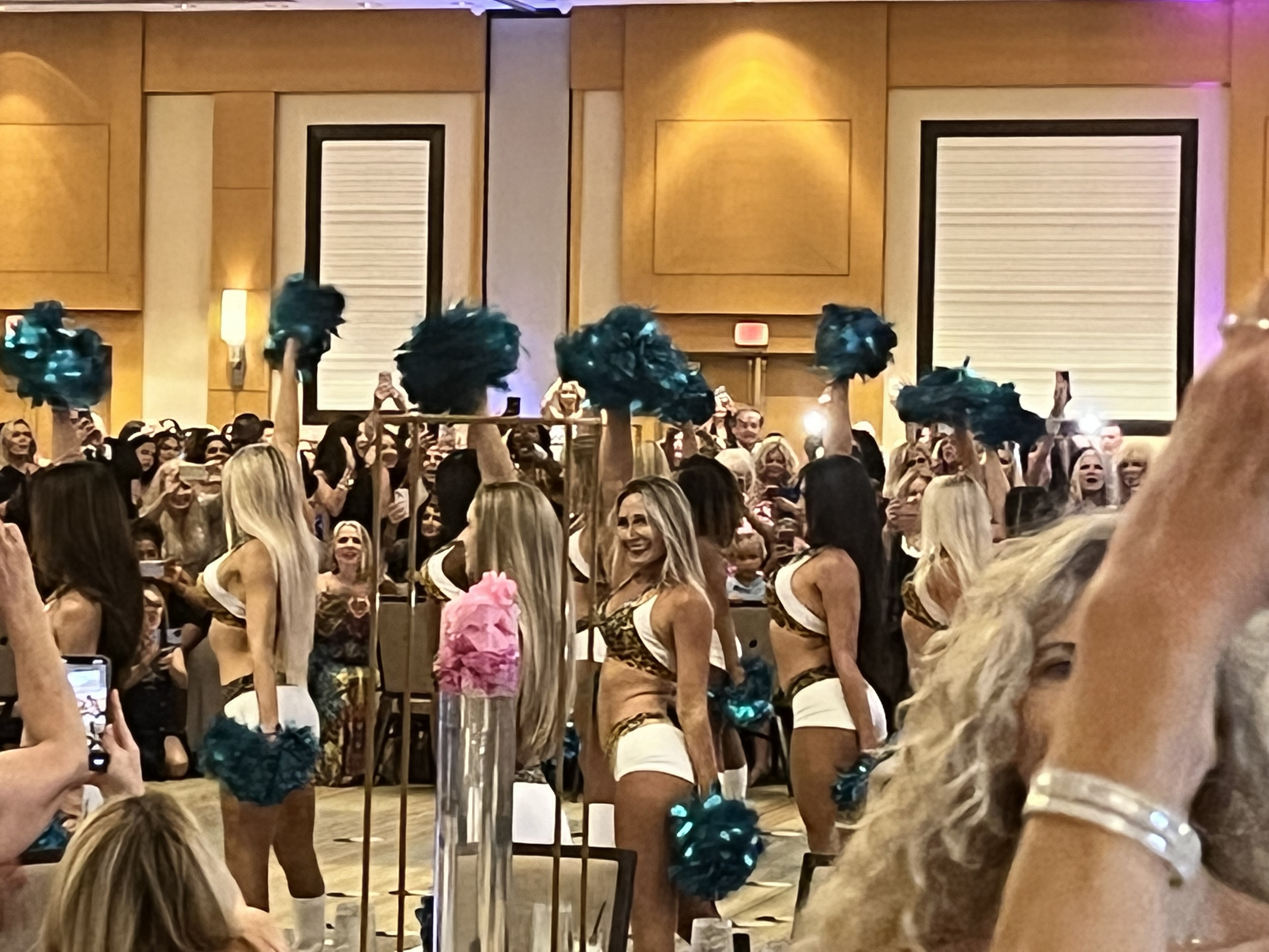 The Jacksonville Jaguar Cheerleaders perform at the National Football Cheerleaders Alumni Organization Conference Gala