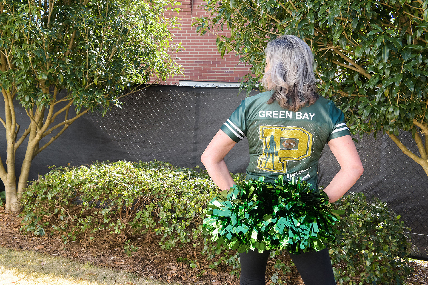 Margaret Schell with Green Bay Packer Cheerleader jersey