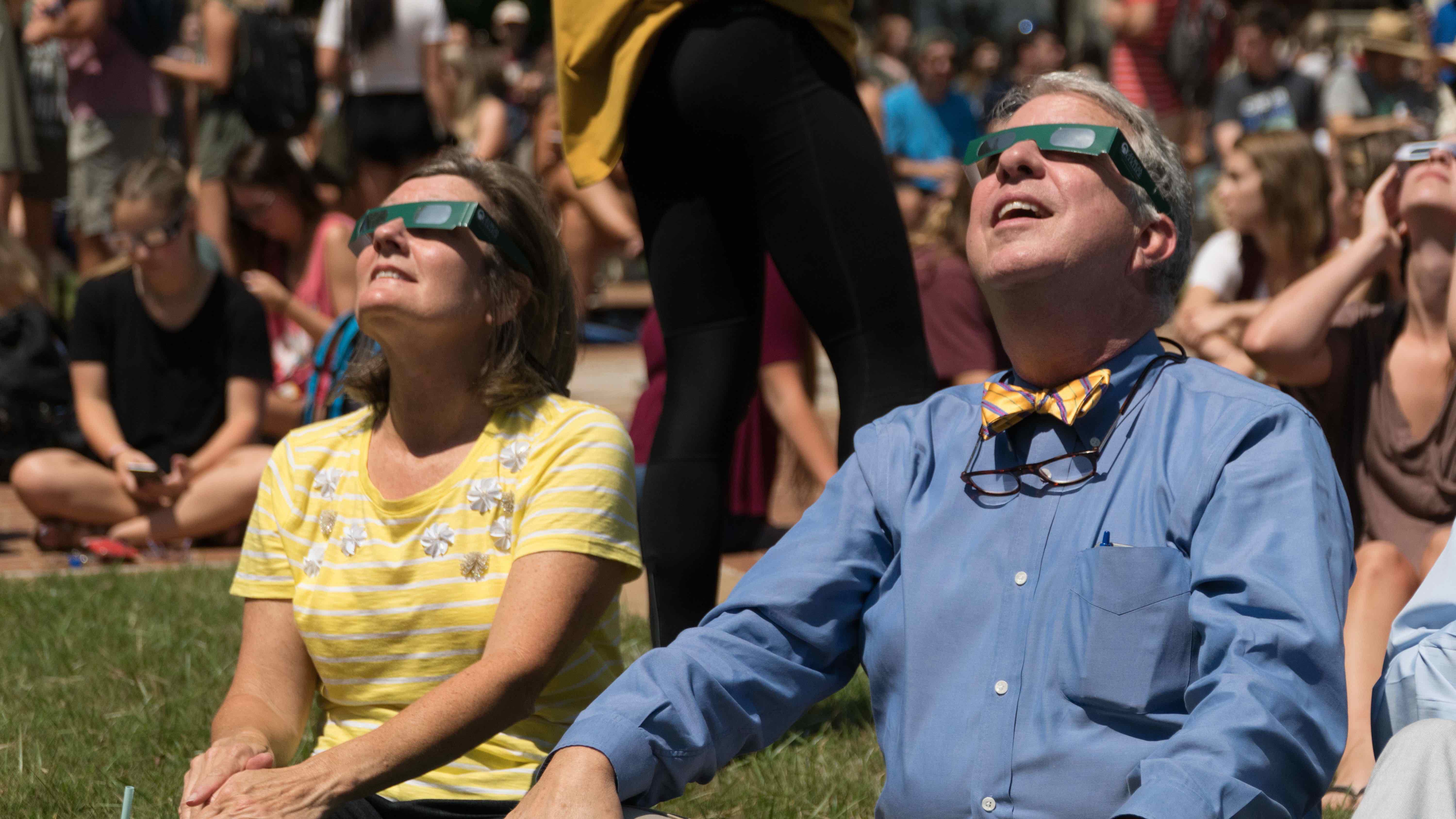 Former GCSU President Steve Dorman and his wife enjoyed the 2017 partial solar eclipse.