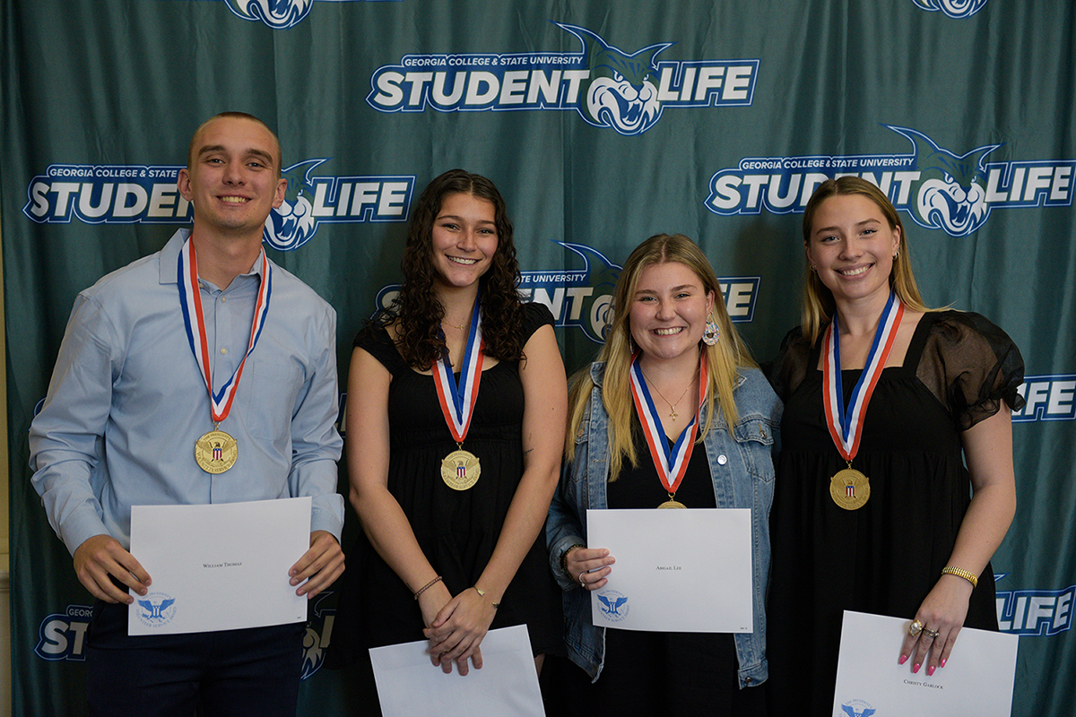 Winners of the President's Volunteer Service Gold Awards from left to right are: William Thomas, Kayla Roberts, Abigail Lee and Christy Garlock.