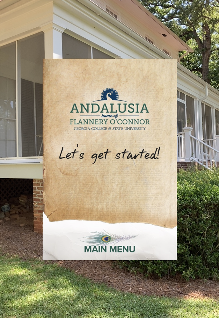 The augmented reality tour begins outside of what once was Flannery O'Connor's home at Andalusia.