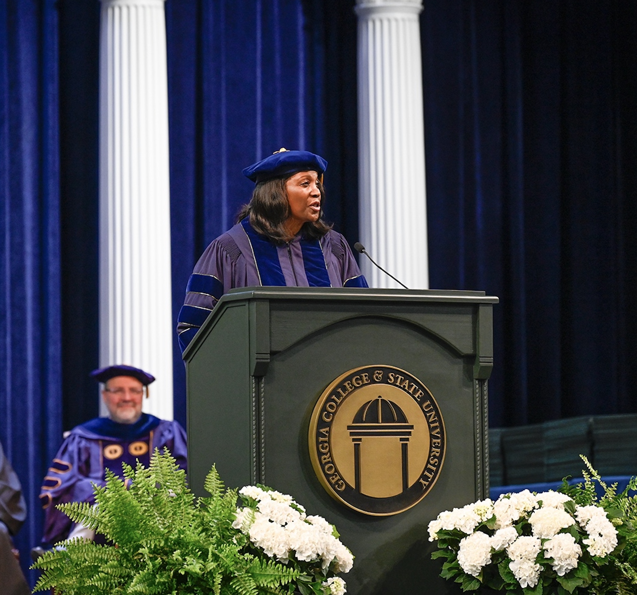Federal Reserve Board Governor Lisa D. Cook, Ph.D., spoke at two 2024 GCSU commencement ceremonies.