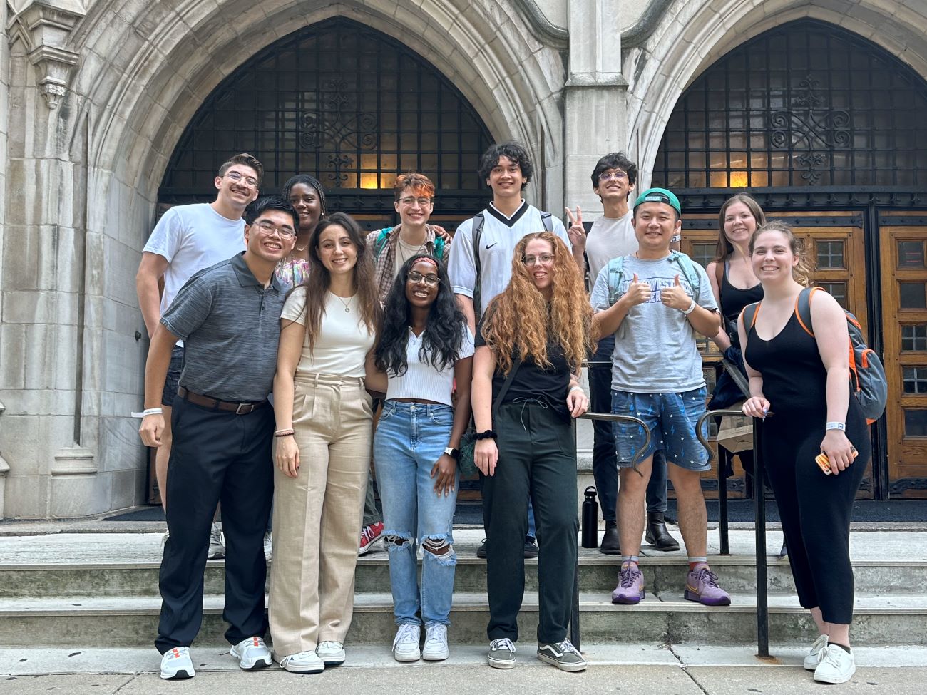 Chu, front left, with his lab team at the University of Notre Dame.