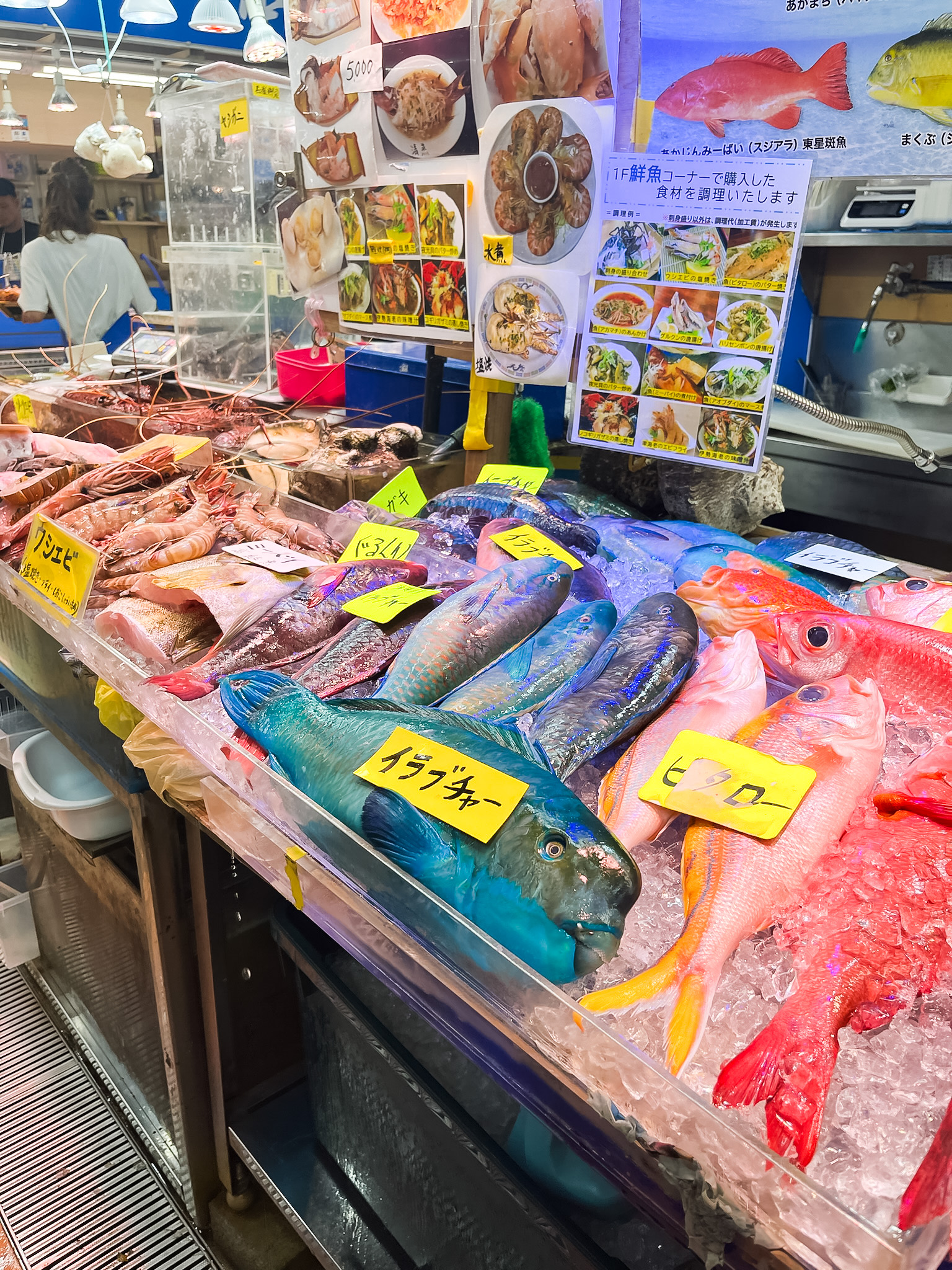 The fish on display in the open-air market.