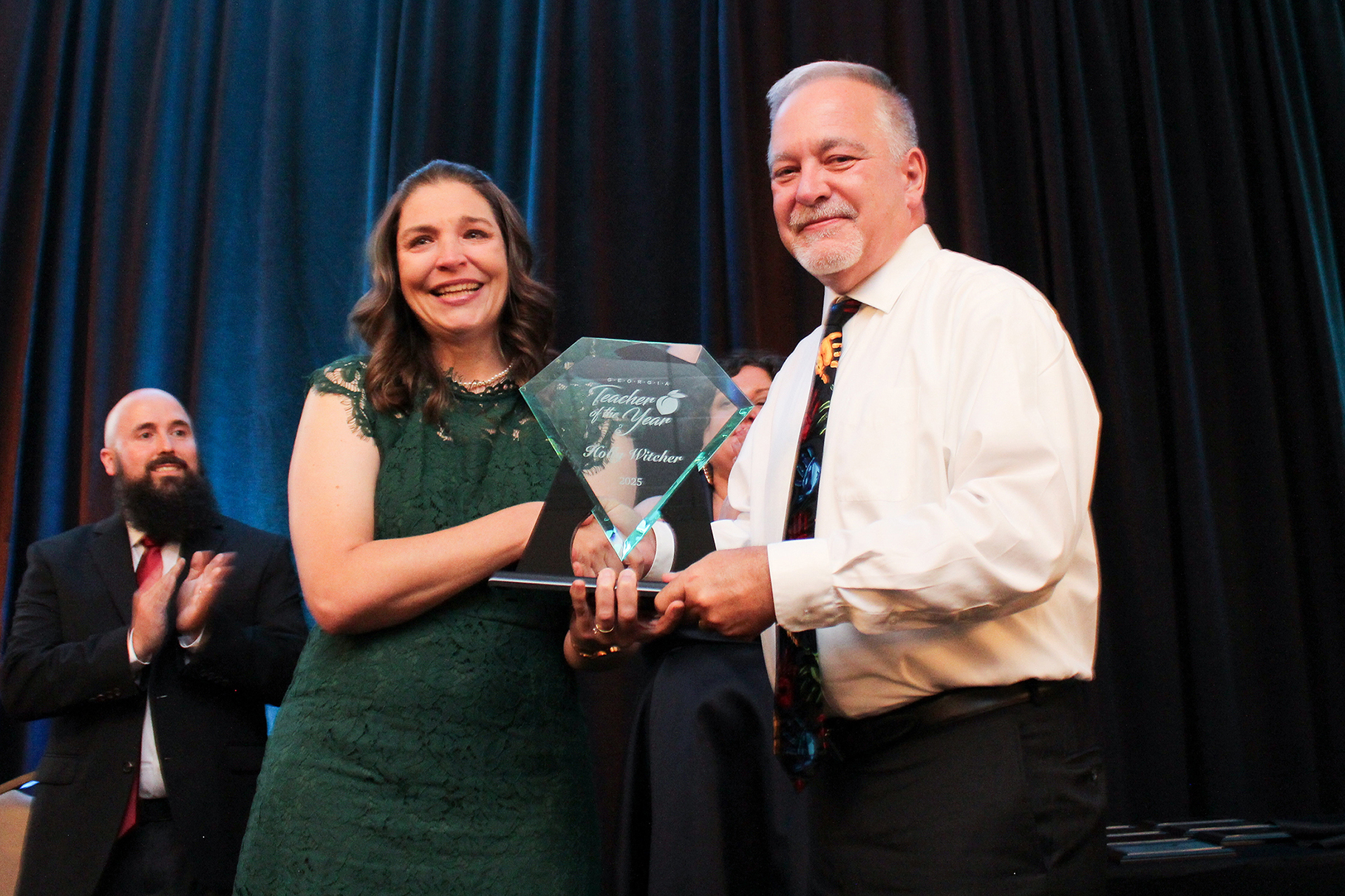 Holly Witcher receives the 2025 Georgia Teacher of the Year award.