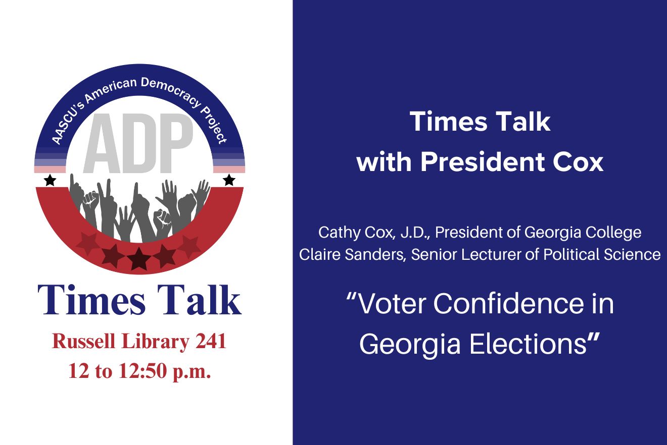Image for Times Talk Wednesday, Sept. 11, from 12-12:50 p.m  "Voter Confidence in Georgia Elections"