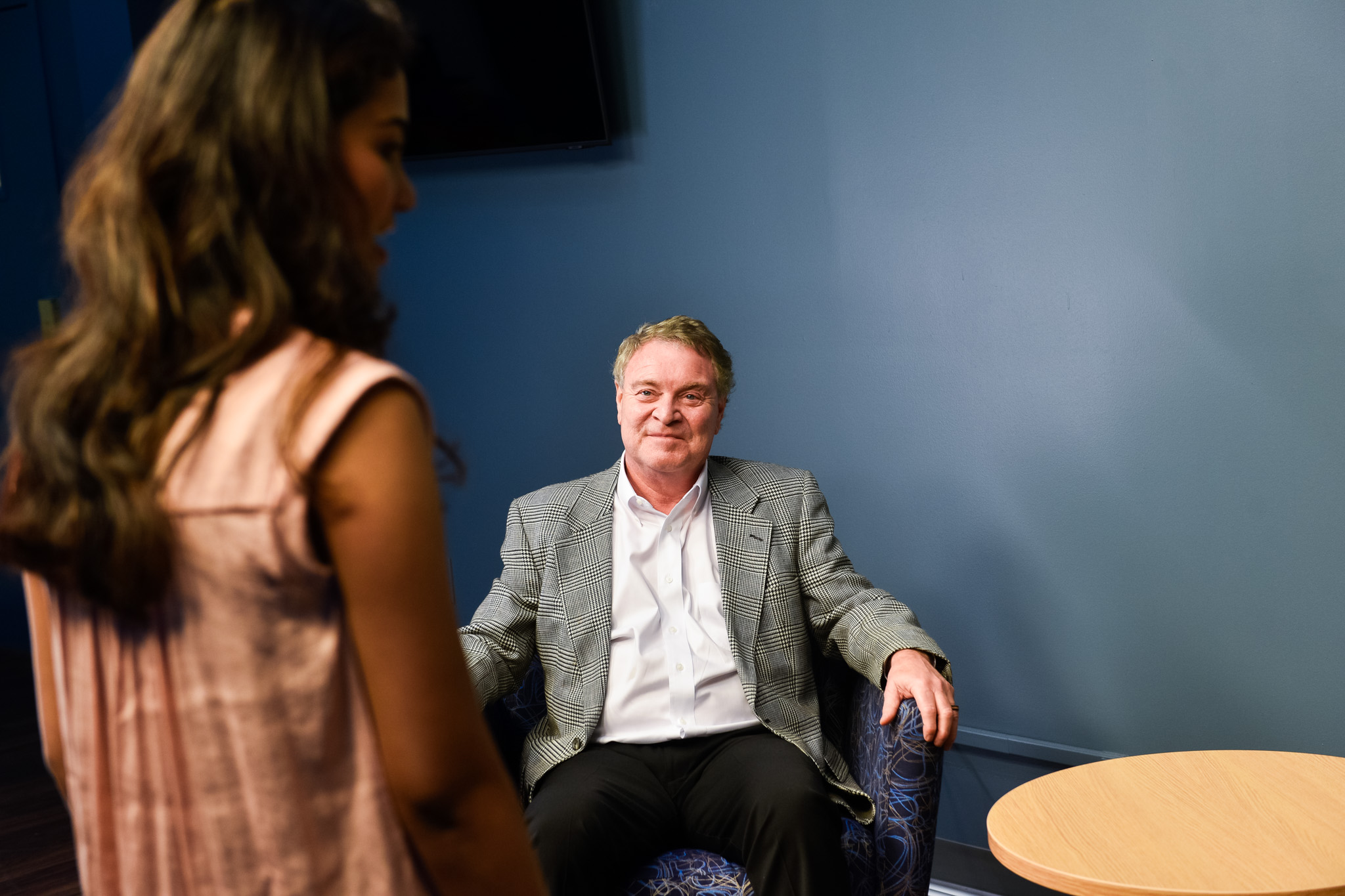 Barry Wolfe (right) with Richa Moses (left) of the GC Bizcast (Photo by Amanda Respess.)