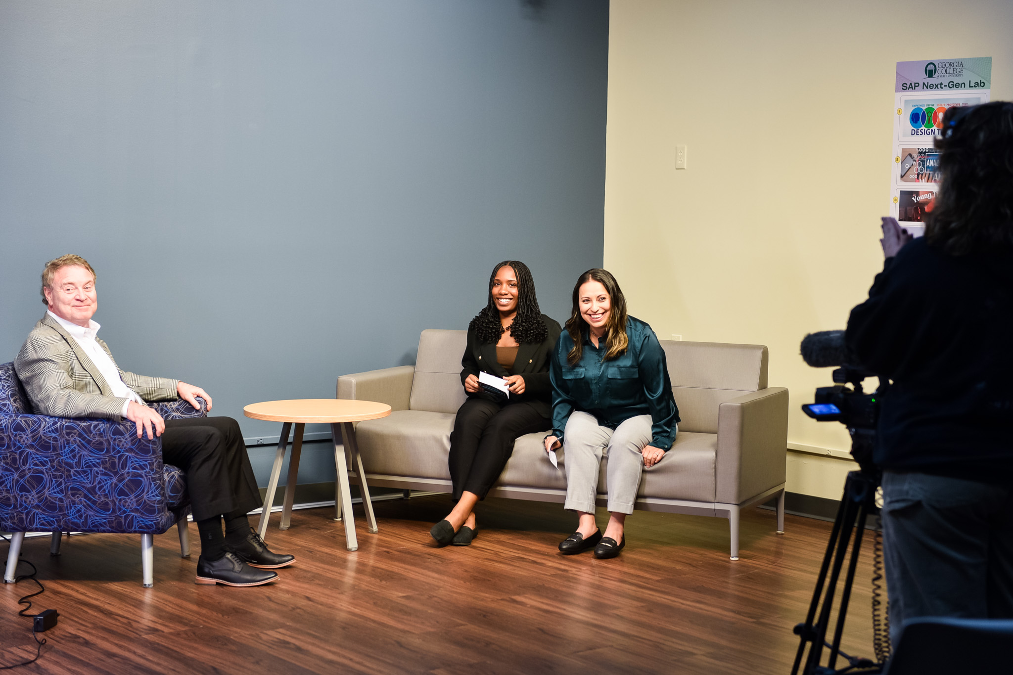 Barry Wolfe is interviewed by the GC Bizcast. (Photo by Amanda Respess)