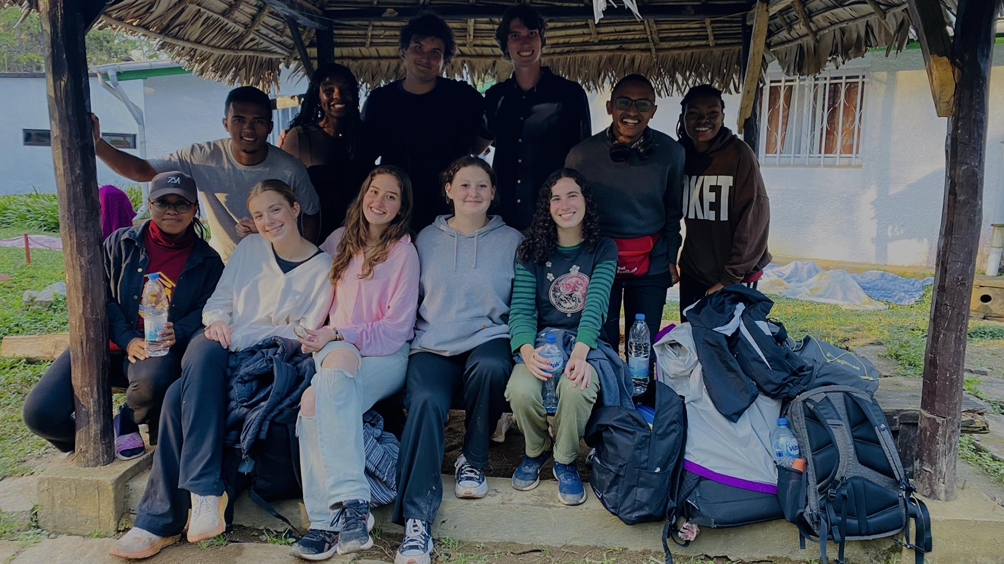 Kara Drake, fourth from the left in the front row, is pictured with other U.S. students in Madagascar.