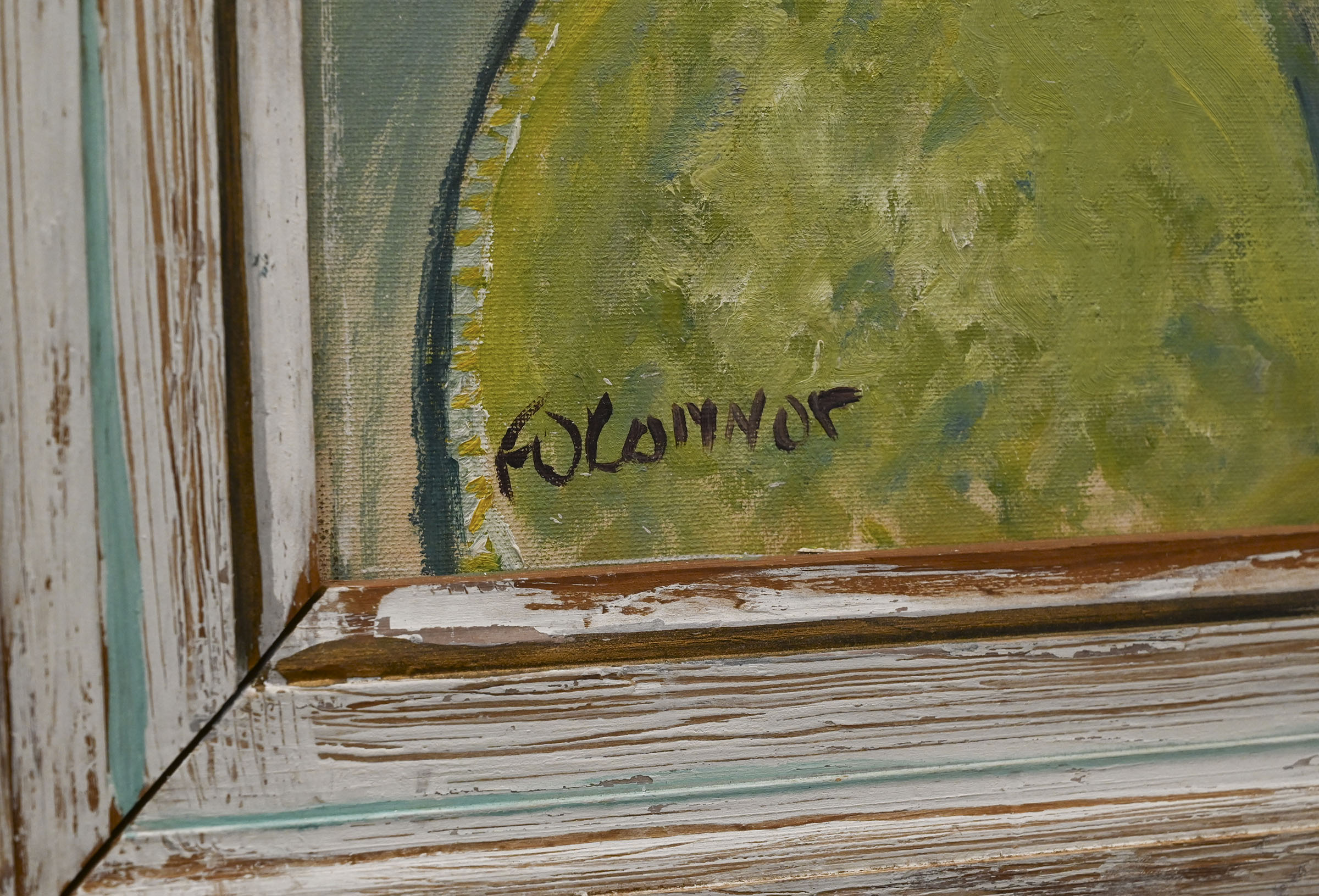 Flannery O'Connor's artist signature "F. O'Connor" in the bottom right corner of a painting