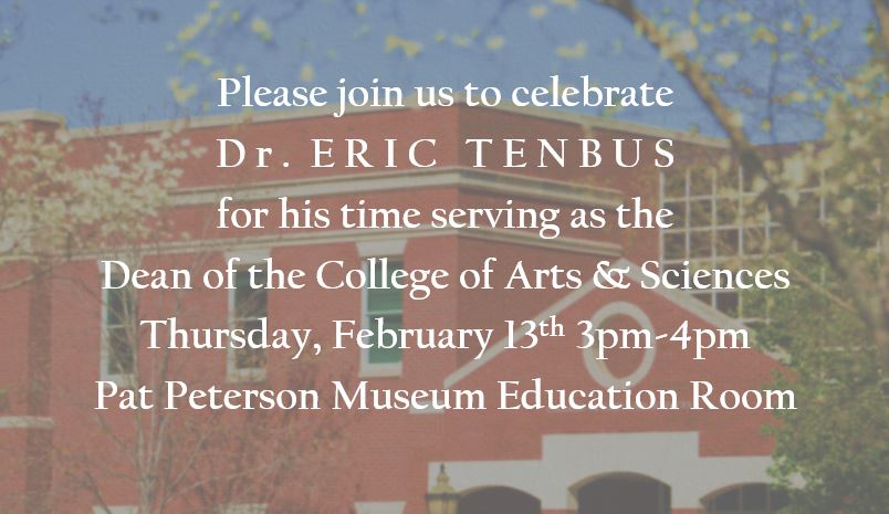 Announcement of Dr. Eric Tenbus' appreciation reception with COAS building in the background