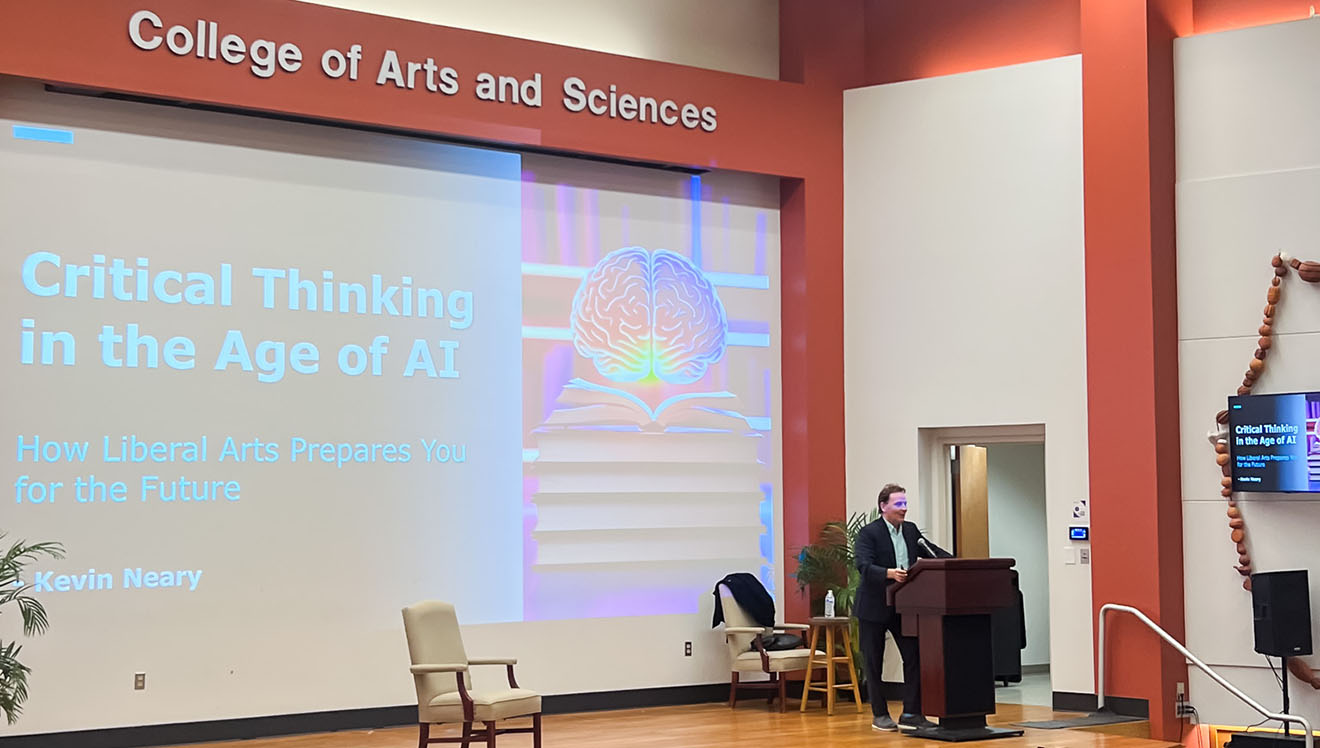 Kevin Neary speaking at an event at Georgia College
