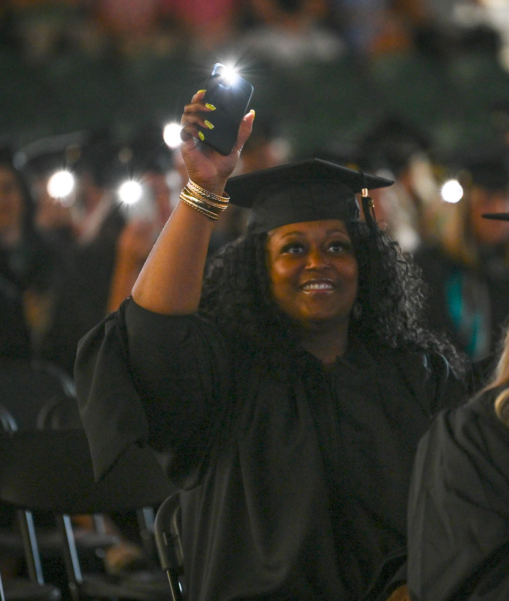 Keynote speaker Dr. Joy King told graduates, "You will shine light on the unseen, the misunderstood and the underserved." (Photo: Anna Gay Leavitt)