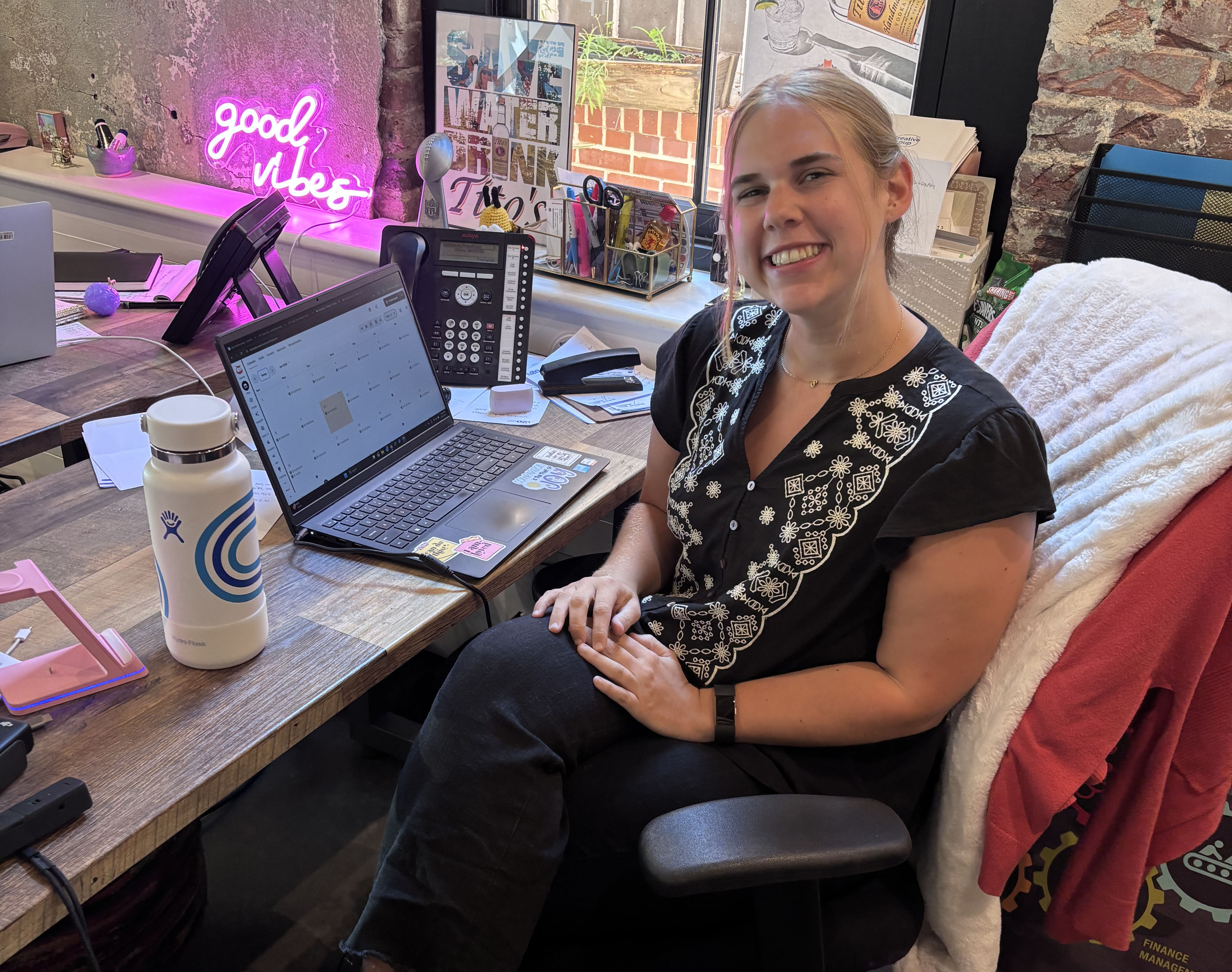 Hagen at her desk in the Brunswick, Georgia, offices of h2o Creative Group (Photo: Gracie Hagen)