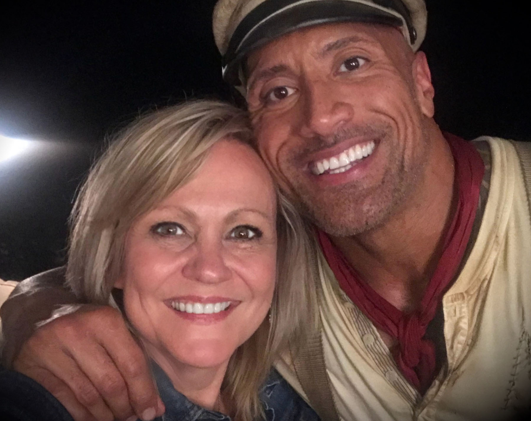 Smith with actor Dwayne "The Rock" Johnson on the set of "Jungle Cruise." Photo: Jan Smith