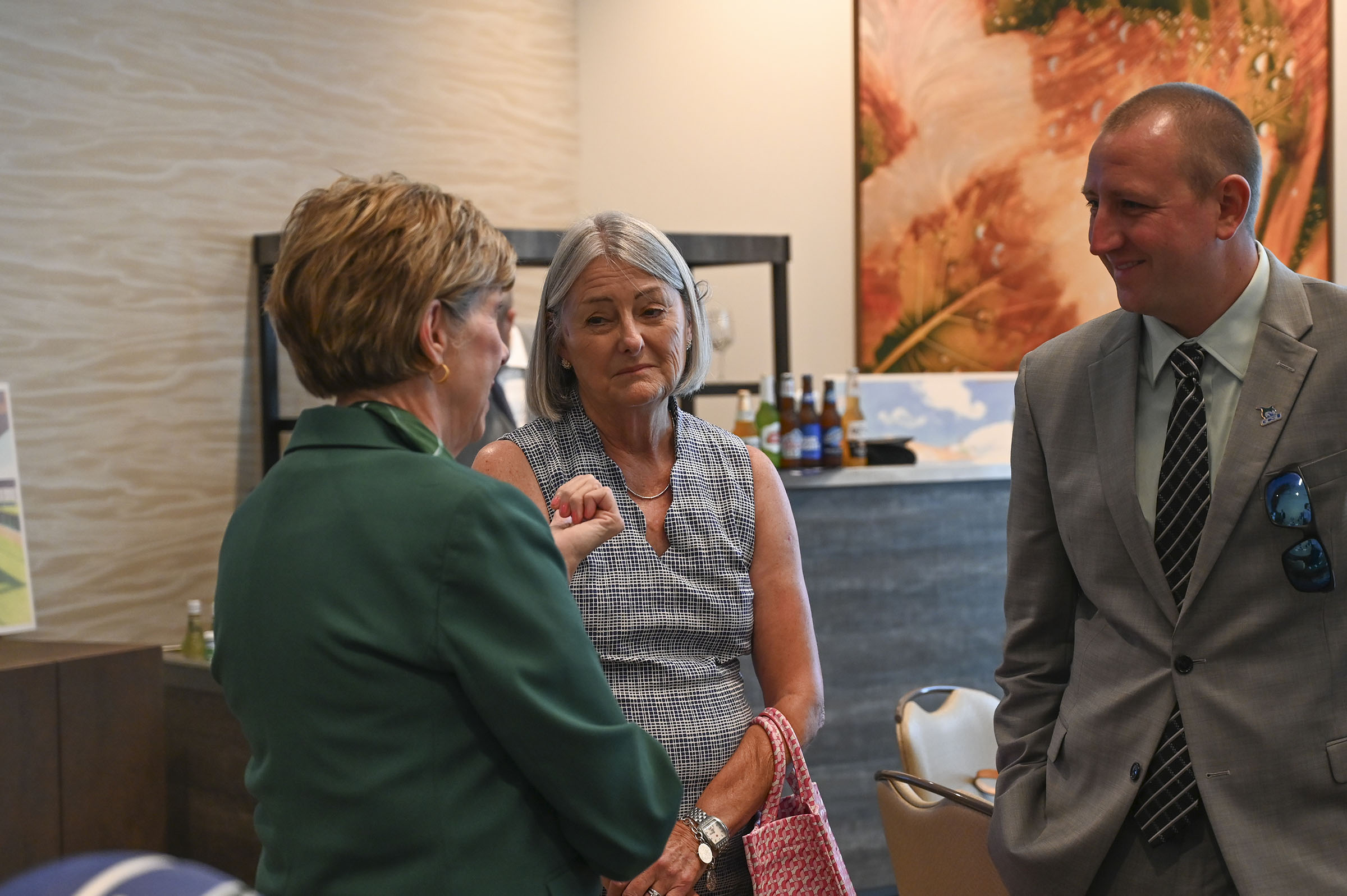 From left: GCSU President Cathy Cox, Mrs. Kathy Kurtz and baseball head coach Jeff Pelkey. (Photo: Anna Gay Leavitt)