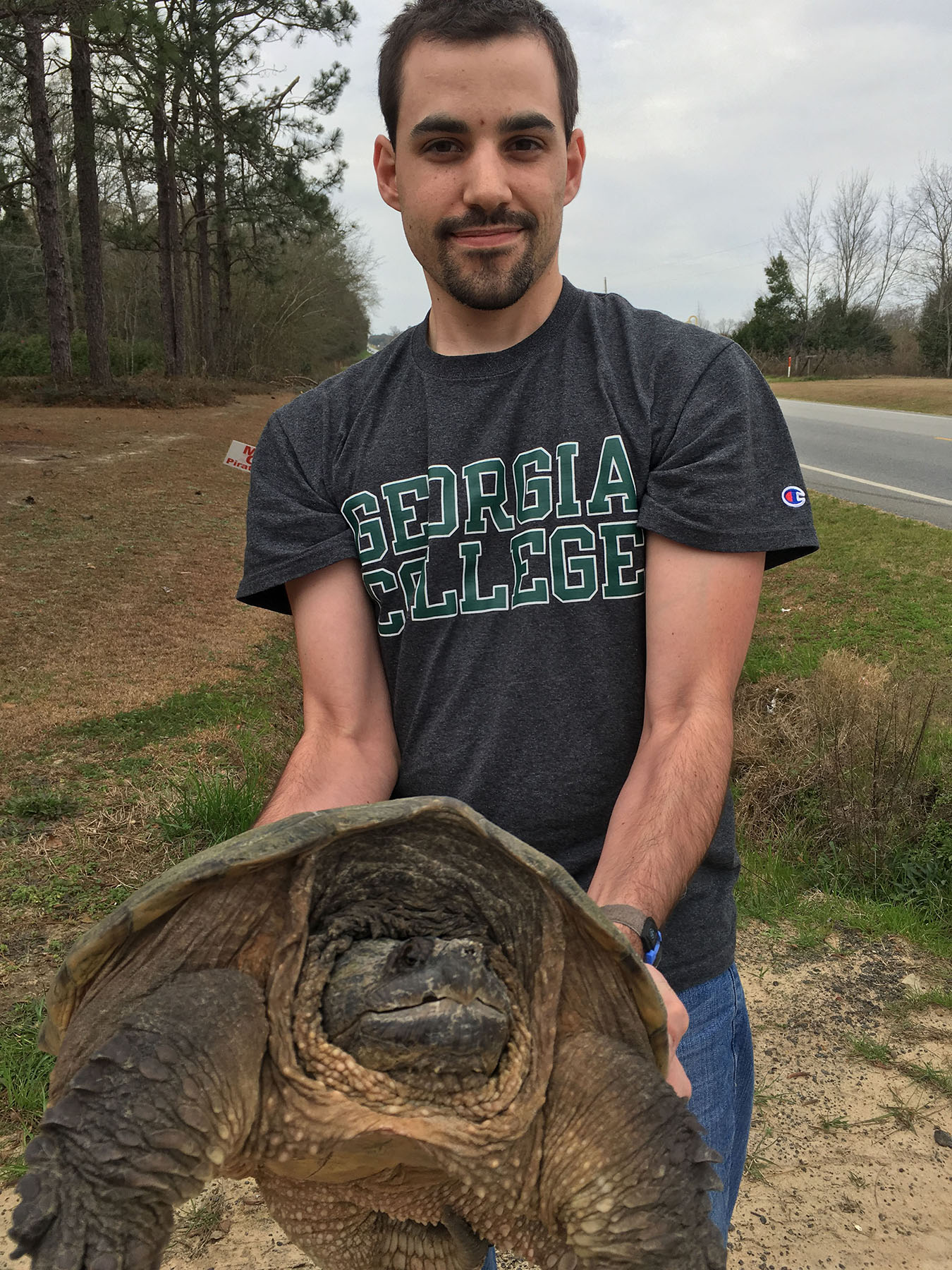 Houston Chandler ('12) works with native species including alligator snapping turtles. (Photo: Houston Chandler)