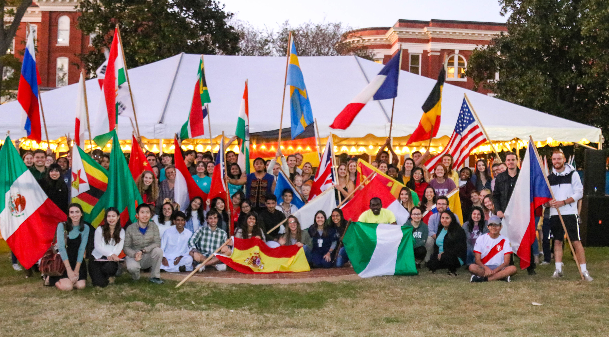 International students gather at GCSU to show their flags.