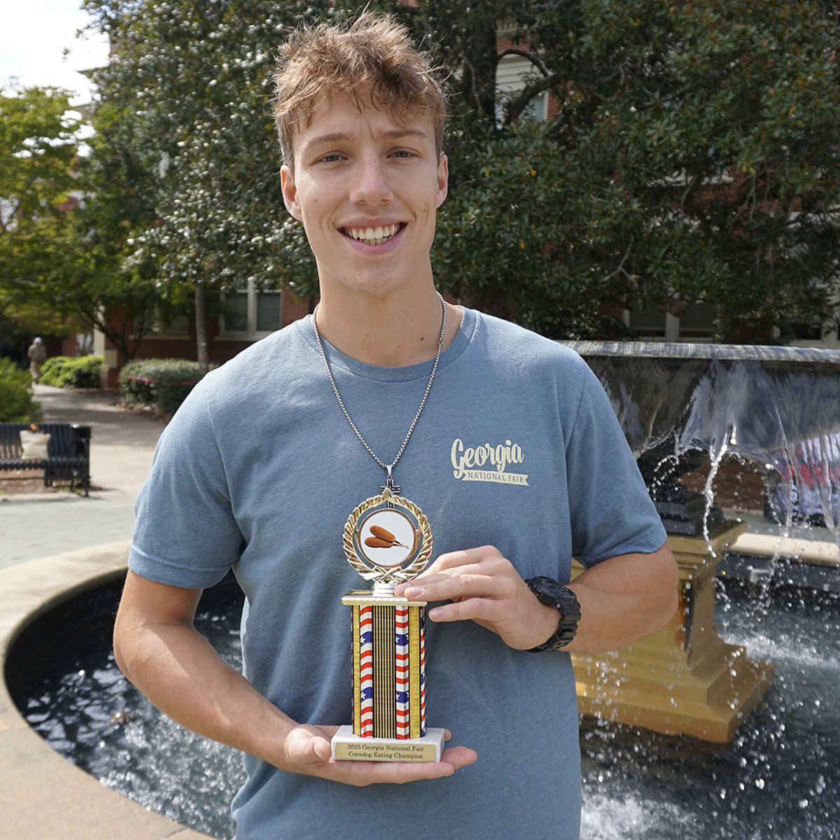 Senior Bobcat Jesse Dean was top dog in the Georgia National Fair's corn dog eating contest.