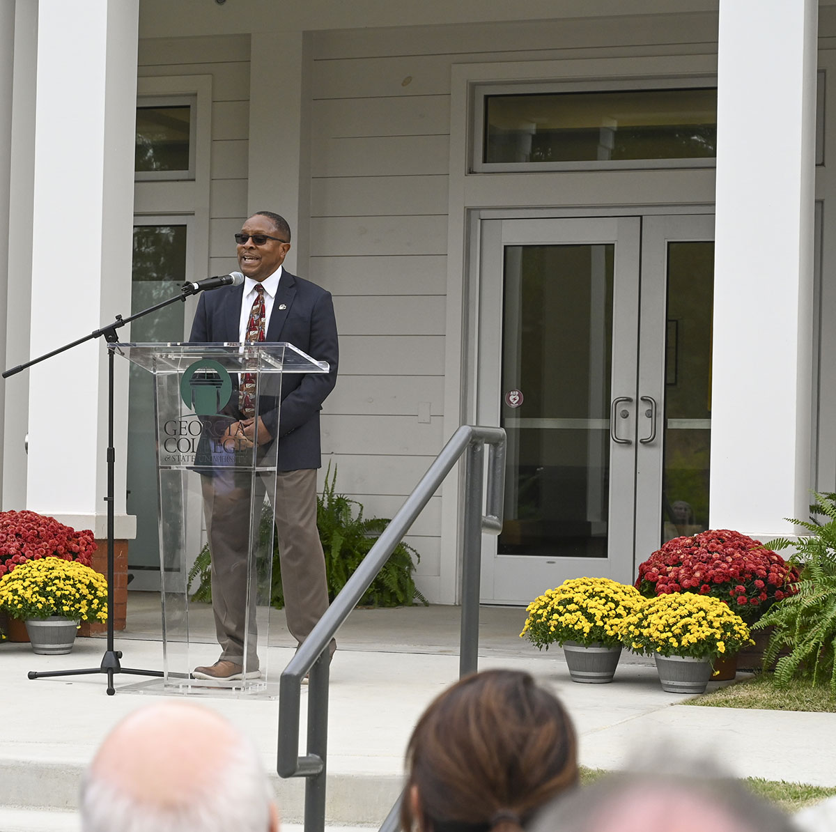 Dr. Don Parker, chair of the Department of Music, spoke to the audience of more than 100 guests at the ribbon-cutting ceremony Oct. 10. (Photo: Anna Gay Leavitt)