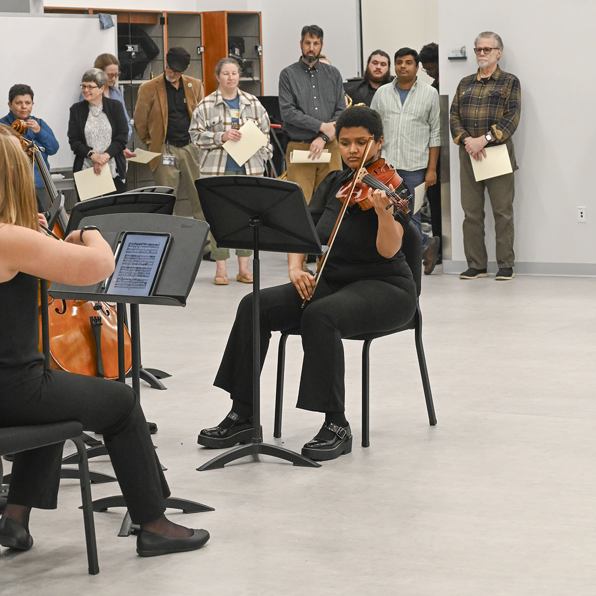 Following the ribbon cutting, student musicians performed in the various rehearsal spaces. (Photo: Anna Gay Leavitt)