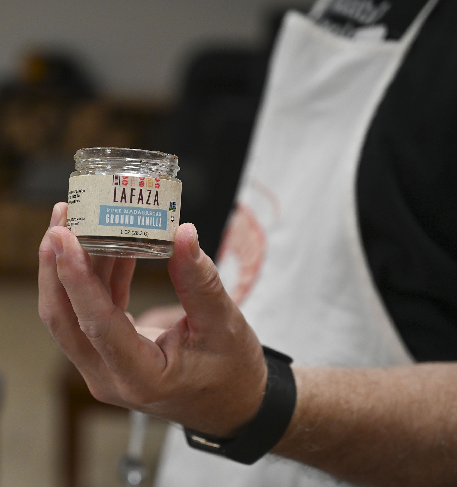 Dr. Swinton's shrimp recipe from Madagascar features a pink coconut sauce and vanilla bean. (Photos: Anna Gay Leavitt)