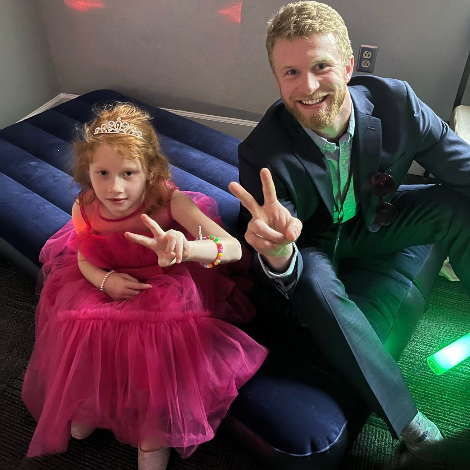 Bearden waits with a Miss Amazing contestant to go on stage. (Photo: Ethan Bearden)
