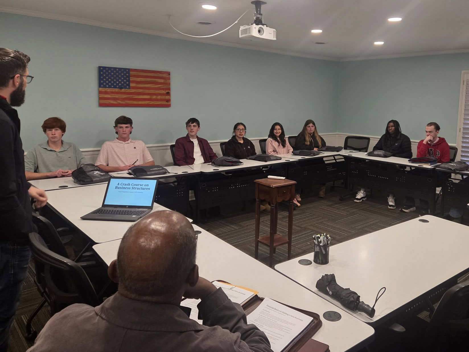 Dr. Creel speaks to this year’s group of Youth Entrepreneurship Program participants. (Photo: Milledgeville-Baldwin County Chamber of Commerce)