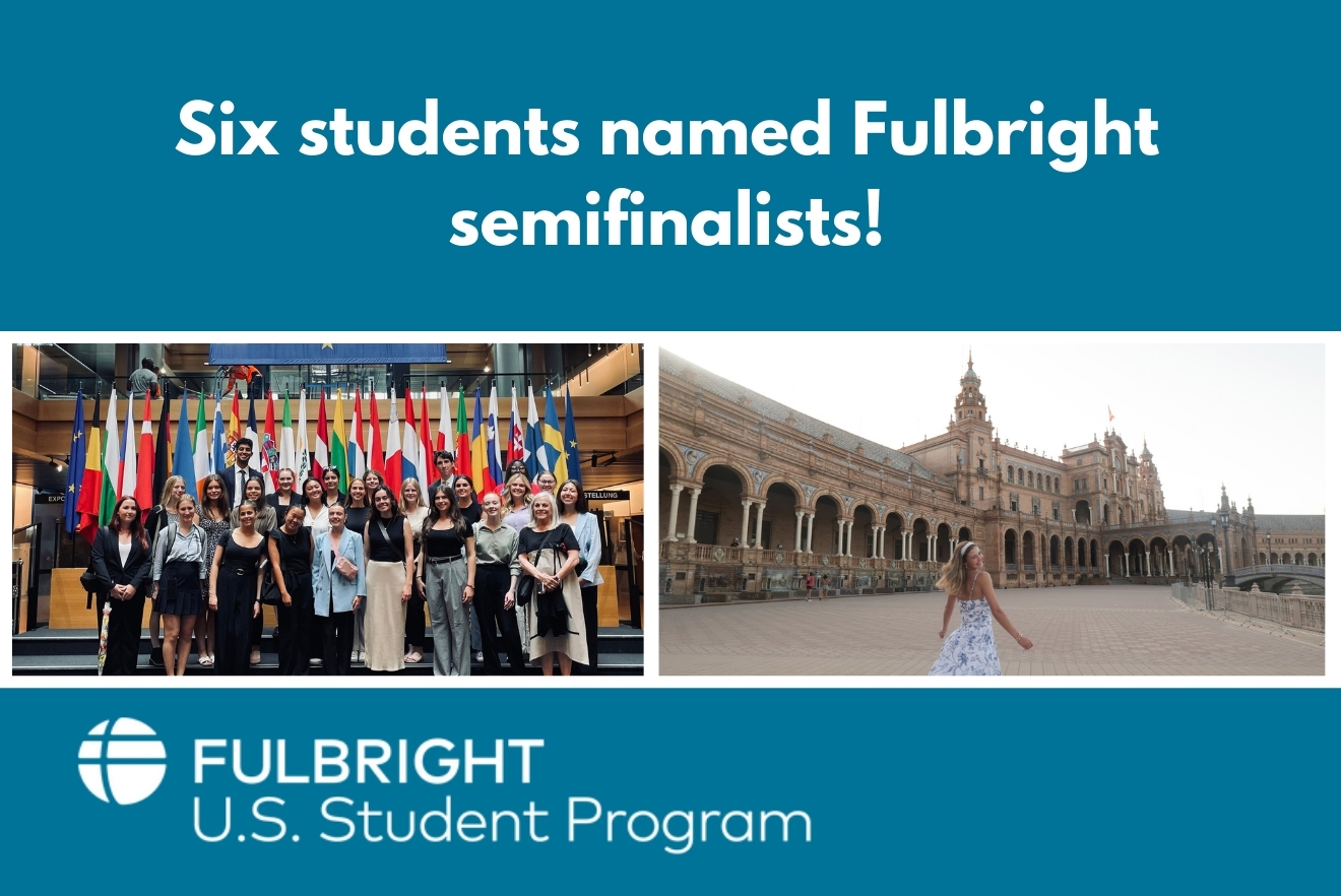 Fulbright graphic with logo on blue