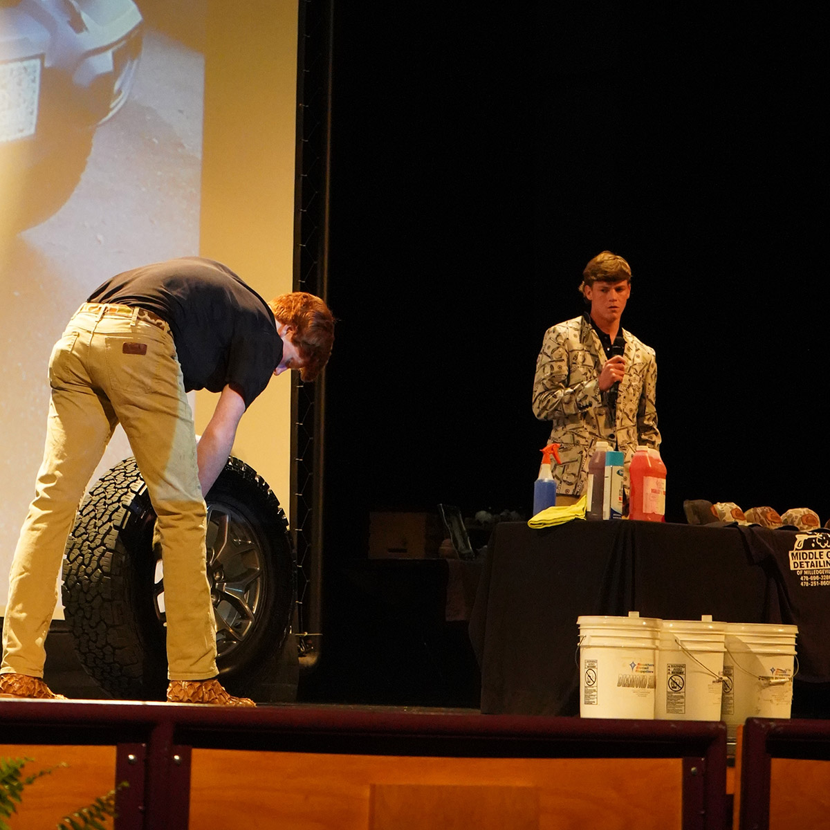 YEP winners Fain and Latimer give a demonstration during their presentation Feb. 12. (Photo: Cat McCrary)