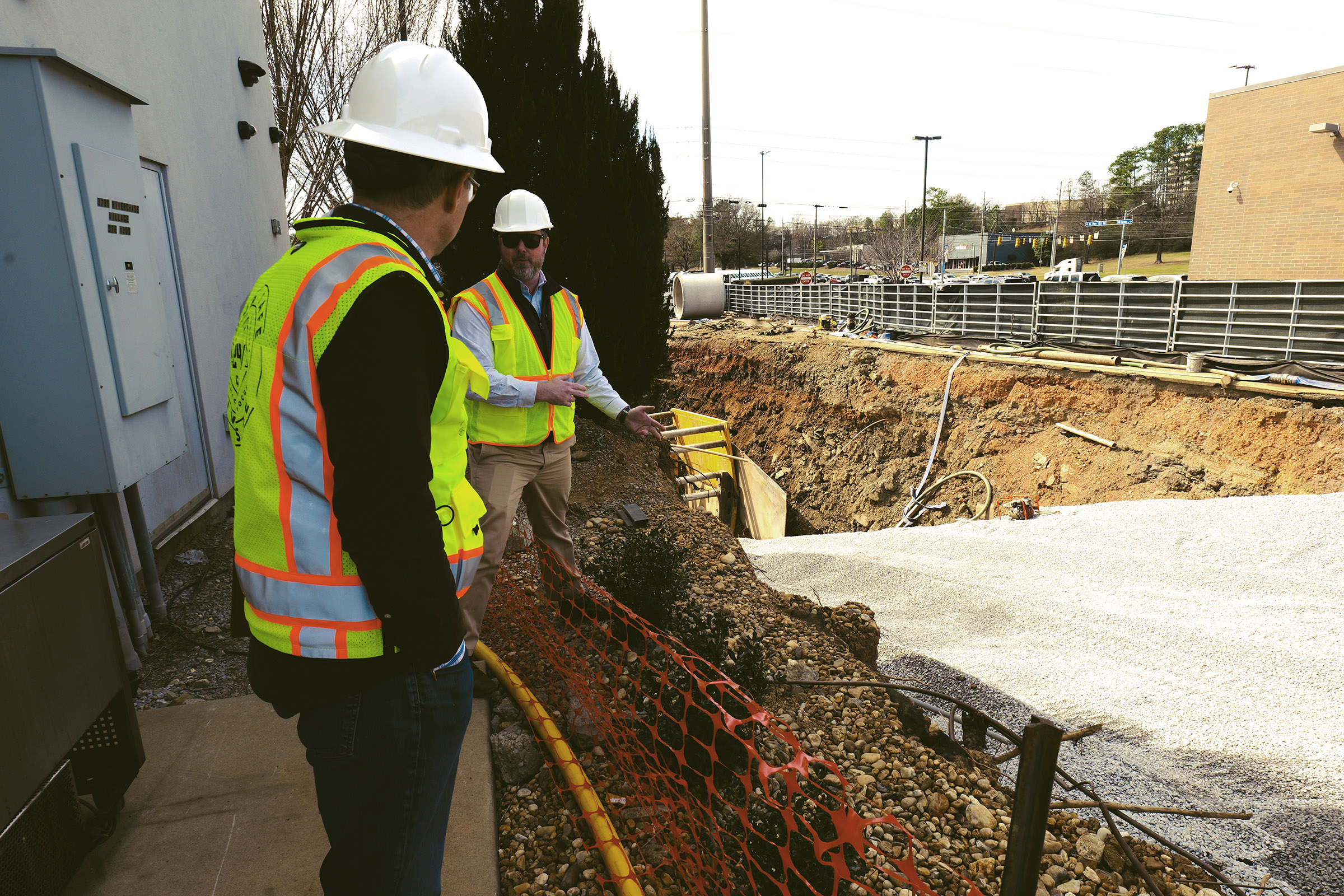 Brian Muenger, right, with Hoover, Alabama, city engineer Scott Promer