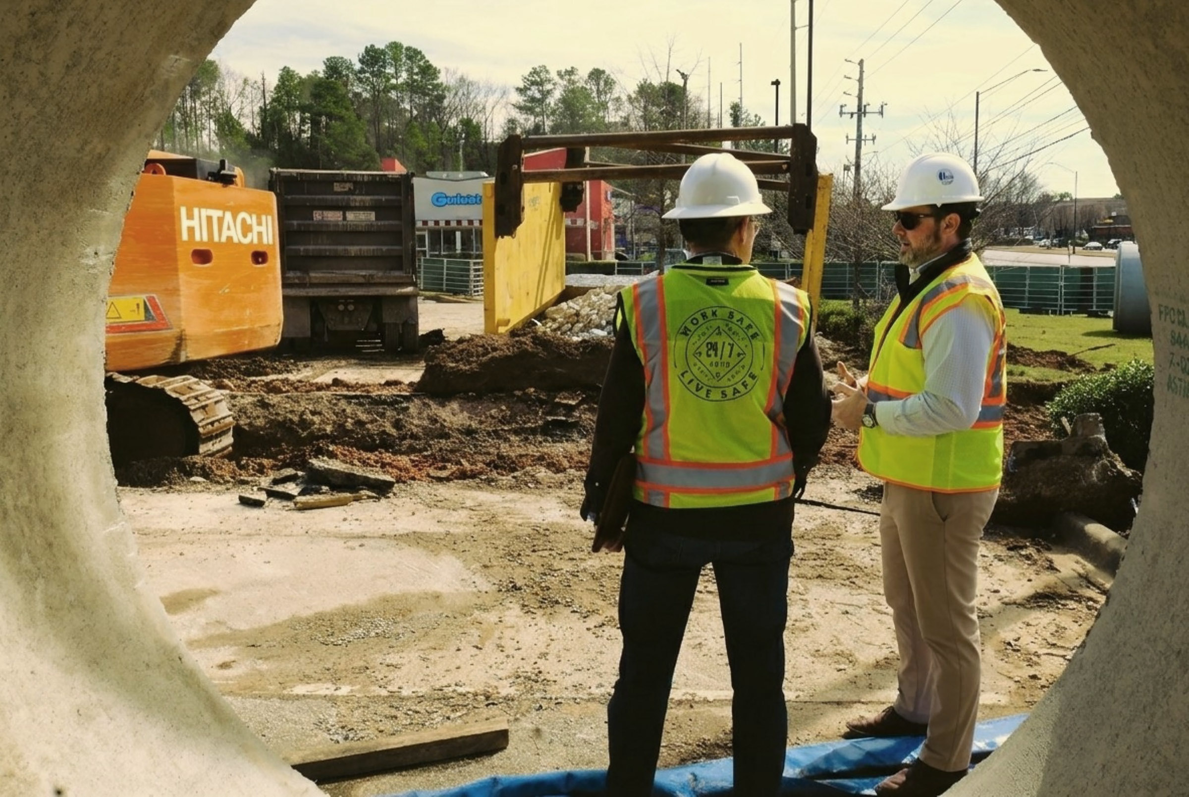 Brian Muenger, right, with Hoover, Alabama, city engineer Scott Promer