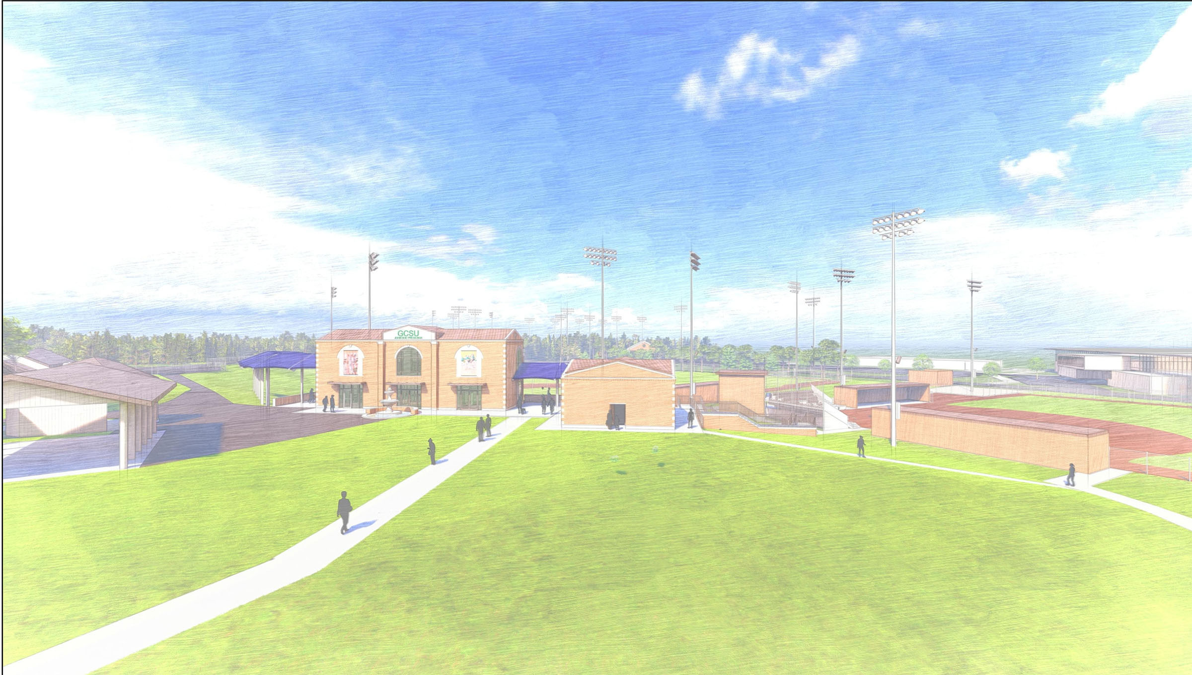 A rendering of the new baseball stadium at Georgia College & State University