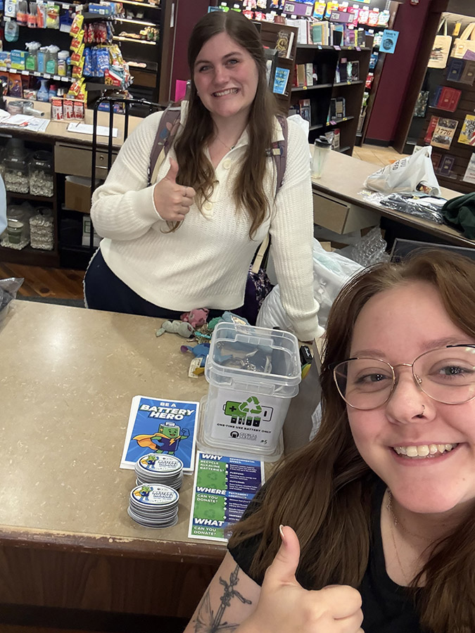 As part of the expanded Battery Hero project, communication capstone students placed additional battery recycling boxes in locations across campus. (Photo: Juliana Simmons)