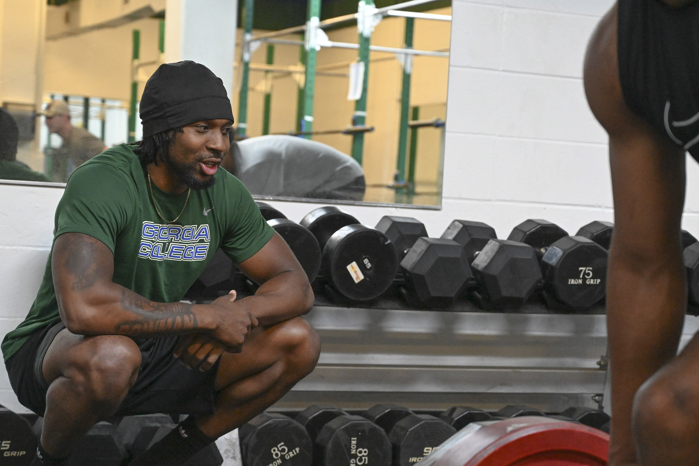 AJ James runs a training session