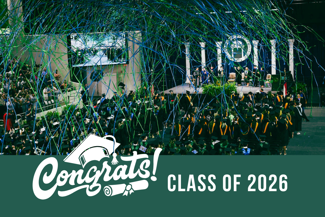 COmmencement photo with graphic