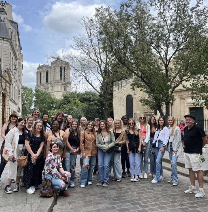 Dr. Jim Winchester, far right, with GCSU study abroad students in Paris, summer 2022.