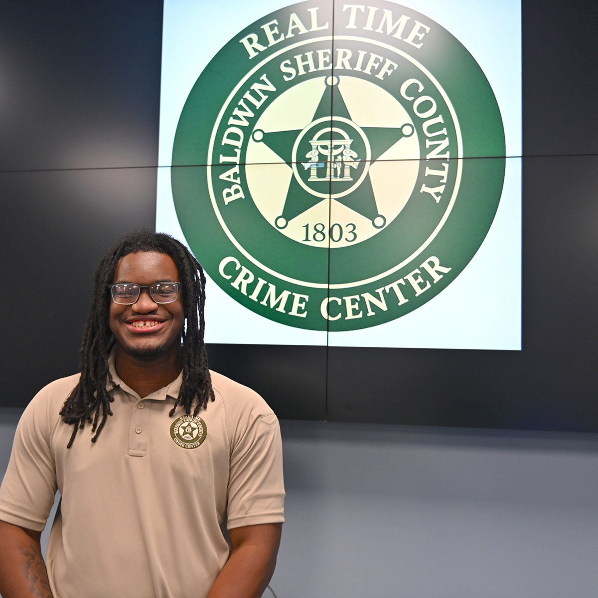 Senior Dakota Warren is a digital forensics intern at Baldwin County's Real Time Crime Center. (Photo: Gil Pound)