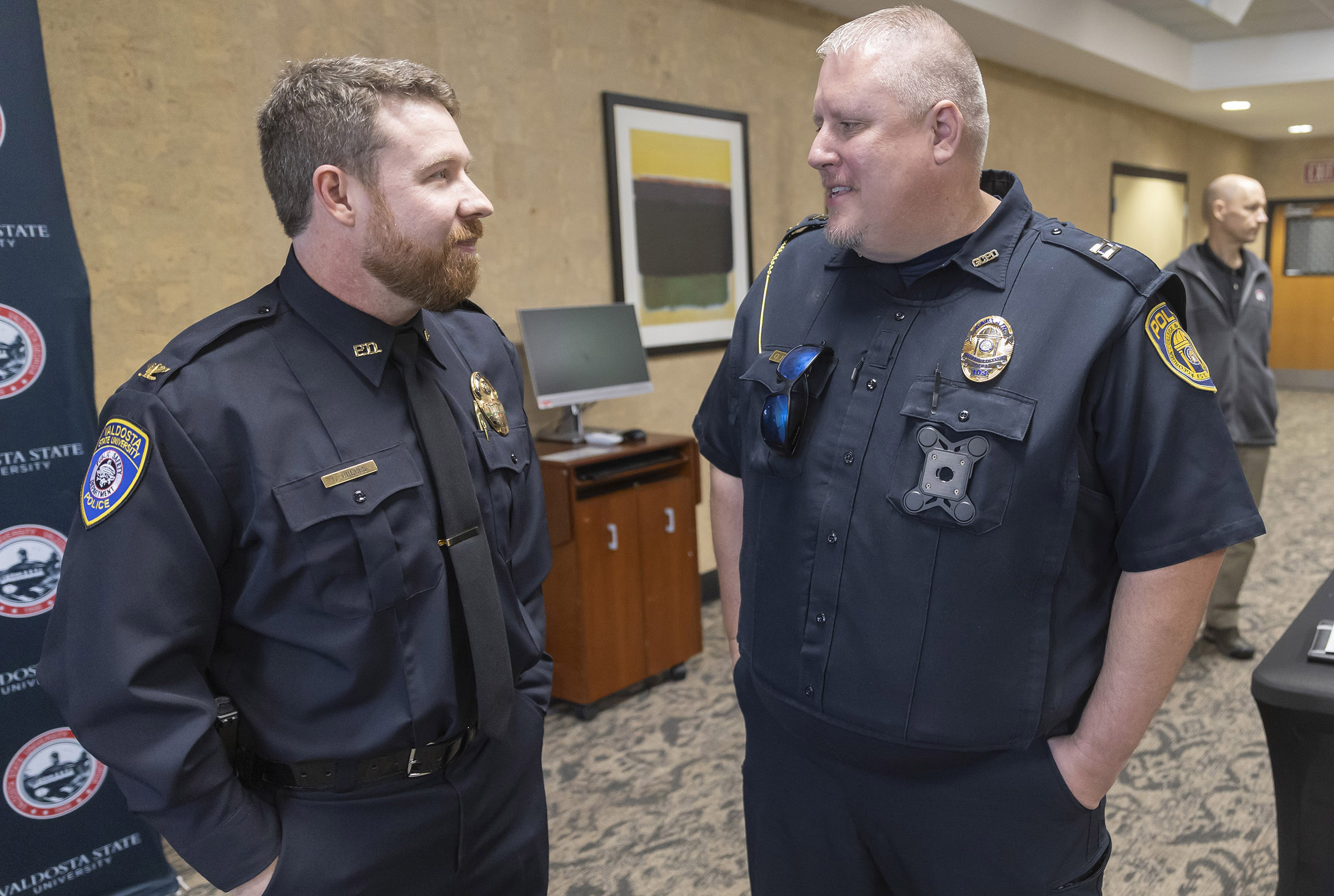 Police Chief Chris Hughes with GCSU Public Safety officer Gary Purvis
