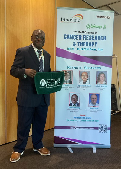 Dr. Kaninjing presented at the 12th World Congress on Cancer Research and Therapy in Rome, Italy, this June. (Photo: Ernest Kaninjing)