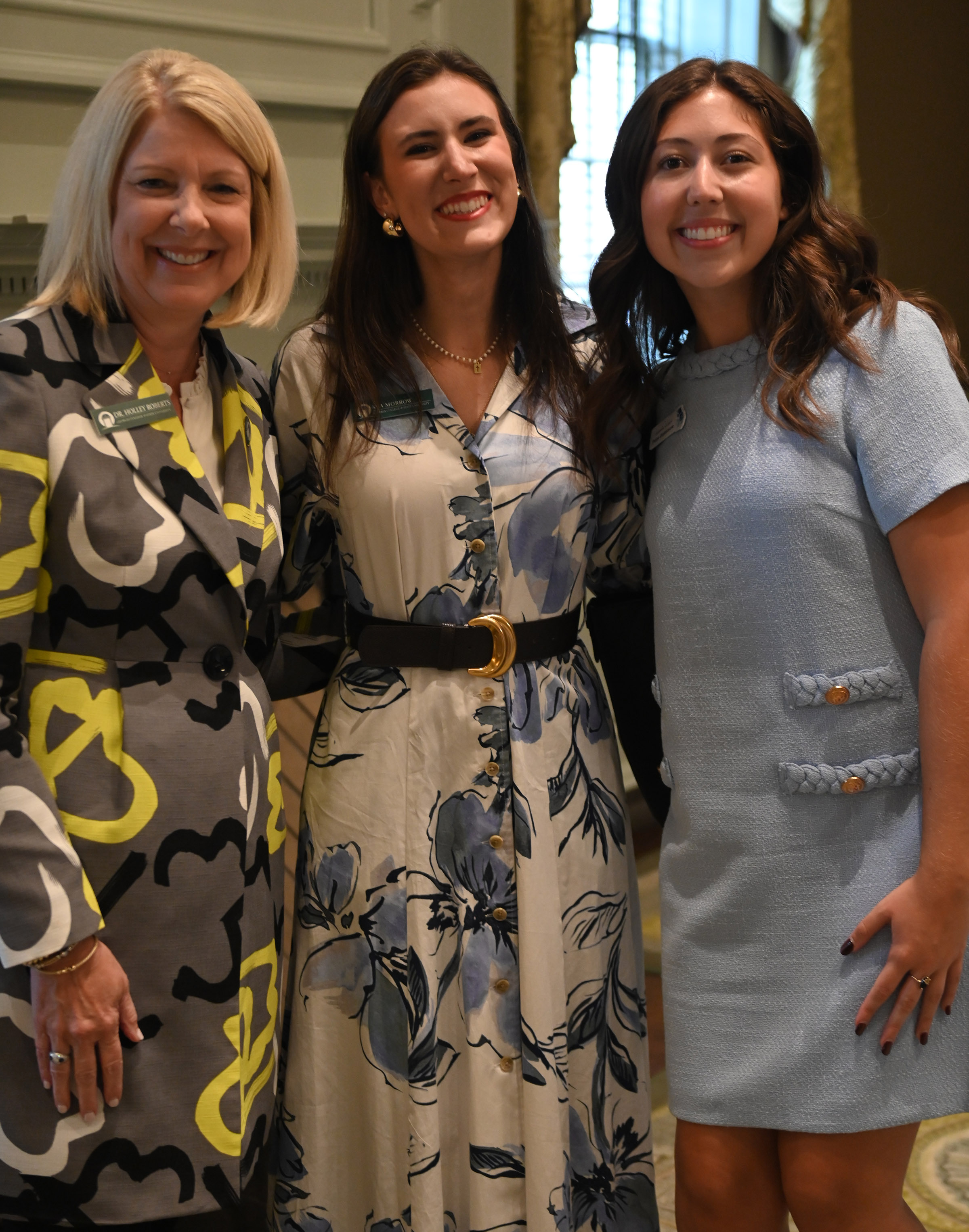 The Autumn GEM program reception was Sept. 22, 2026. From left: Dr. Holley Roberts, GCSU provost and vice president for Academic Affairs; Mia Morrow, senior marketing major; alumna Paige Blakemore ('25), communication coordinator for the Georgia Chamber of Commerce. (Photo: Amanda Respess)