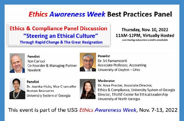 Ethics Awareness Week - November 7 - 13, 2022