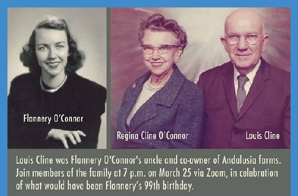 Let's celebrate Flannery O'Connor's 99th birthday at Andalusia and "A night about Louis" via Zoom