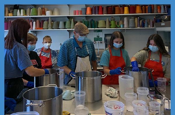 Community member shares textiles expertise in workshops with ceramics art students