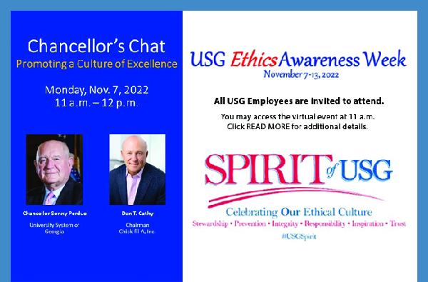 Ethics Awareness Week Kick-Off Event with Chancellor Perdue at 11 a.m., Today