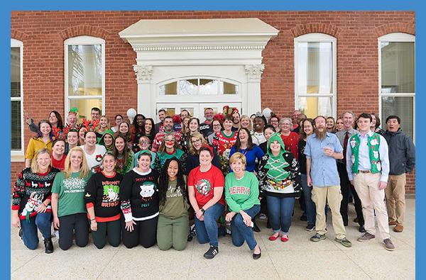 GCSU Employees wear holiday spirit on their tacky sweaters!