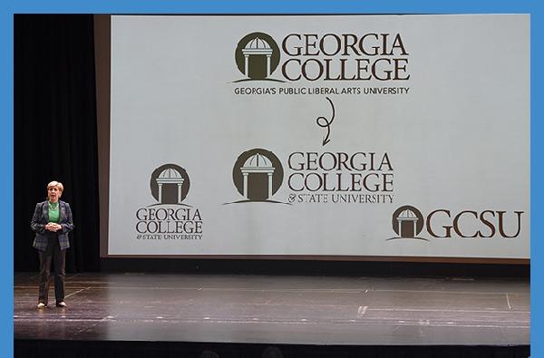 President Cox announced updated GCSU logo during State of the University Address