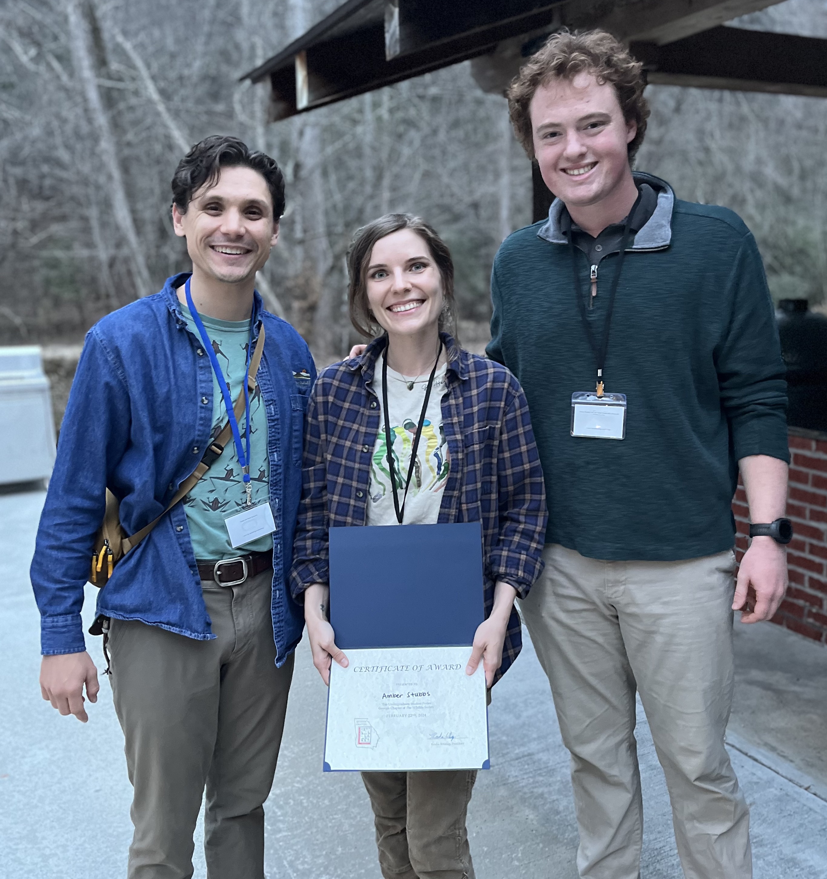 Dr. DeSantis (L) with students Amber Stubbs and Jack Powers
